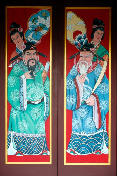 Templo budista chino Hoi Tuong Te Nguoi Hoa. Pintura de puerta. Phu Quoc, Vietnam de Unknown